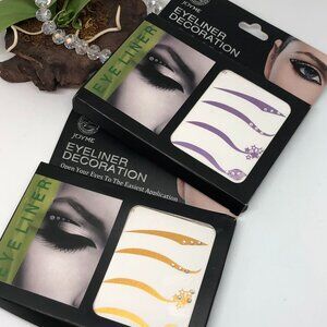 Joyme Reusable Eyeliner Sticker Instant Eyeliner Strips - Gold & Purple- 8 Pairs